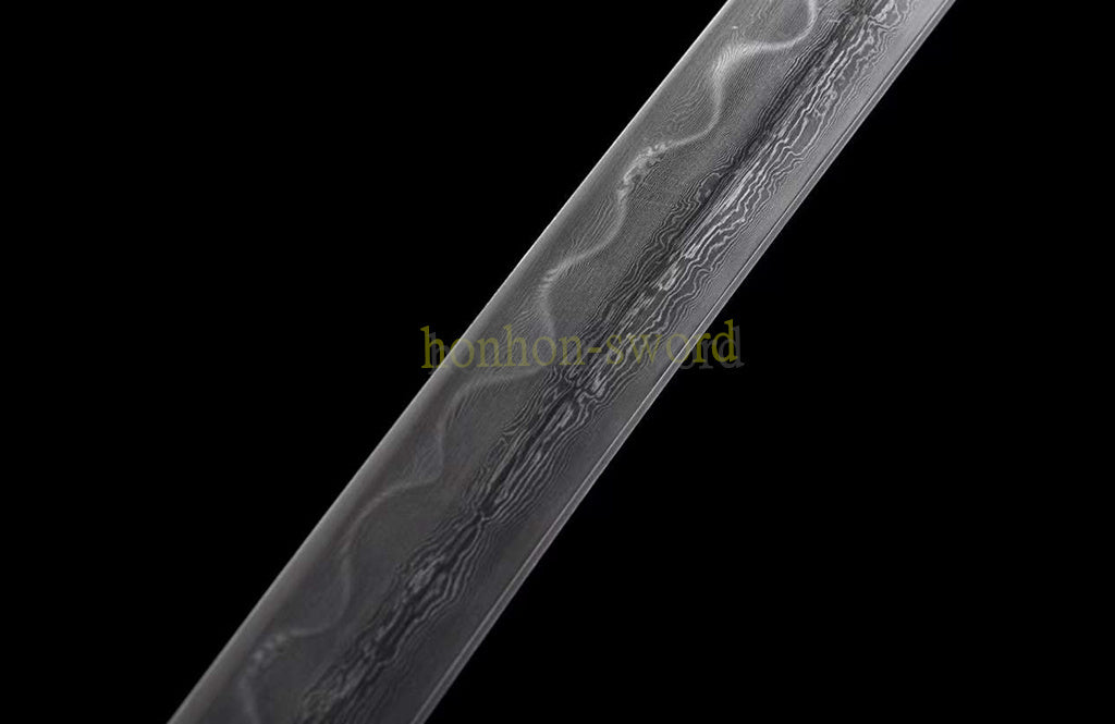 Épée de samouraï japonaise en acier plié noir, katana, lame tranchante faite à la main, noire 
