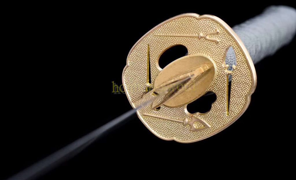 Épée de samouraï japonaise en acier plié noir, katana, lame tranchante faite à la main, noire 