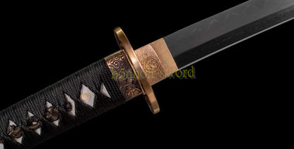 Épée de samouraï japonaise en acier plié noir, katana, lame tranchante faite à la main, noire 