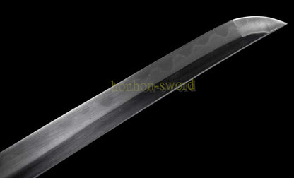 Épée de samouraï japonaise en acier plié noir, katana, lame tranchante faite à la main, noire 