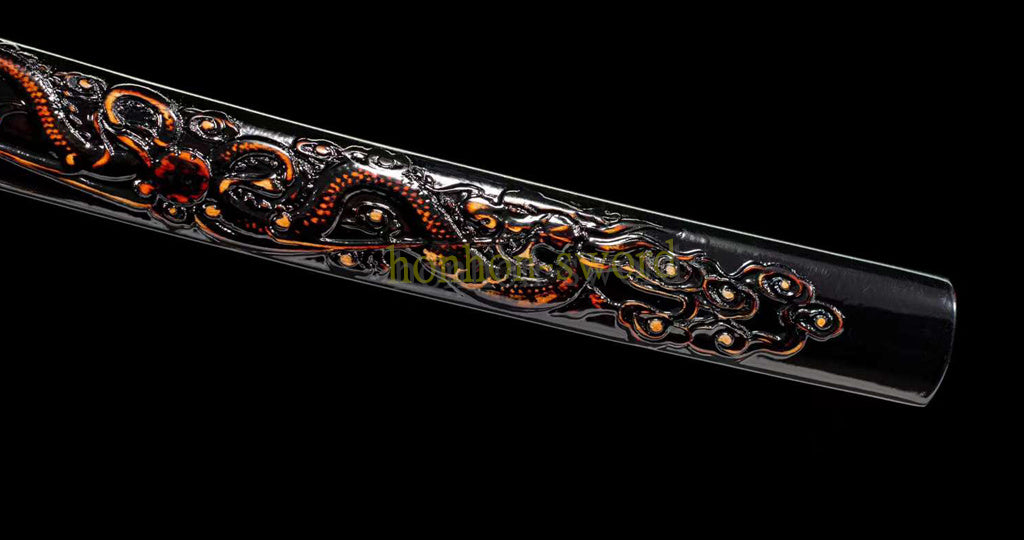 Épée de samouraï japonaise en acier plié noir, katana, lame tranchante faite à la main, noire 