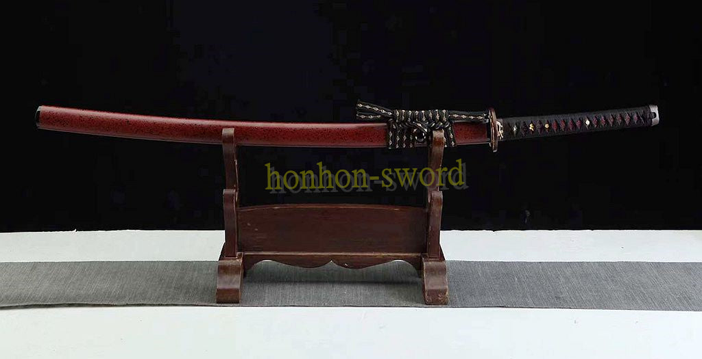 Épée de samouraï japonaise en acier plié noir, katana, lame tranchante faite à la main, noire 