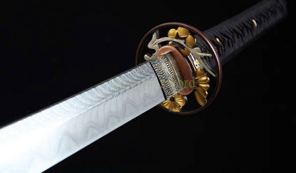Épée de samouraï japonaise en acier plié noir, katana, lame tranchante faite à la main, noire 