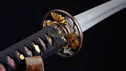 Épée de samouraï japonaise en acier plié noir, katana, lame tranchante faite à la main, noire 