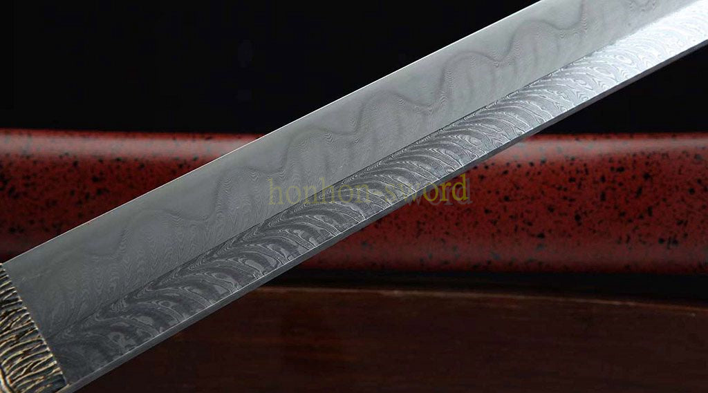 Épée de samouraï japonaise en acier plié noir, katana, lame tranchante faite à la main, noire 