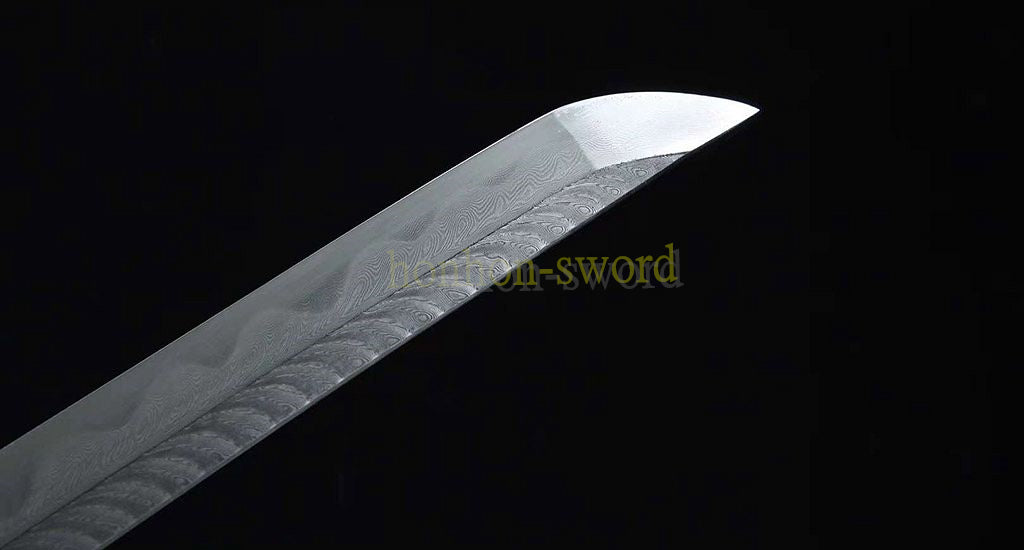 Épée de samouraï japonaise en acier plié noir, katana, lame tranchante faite à la main, noire 