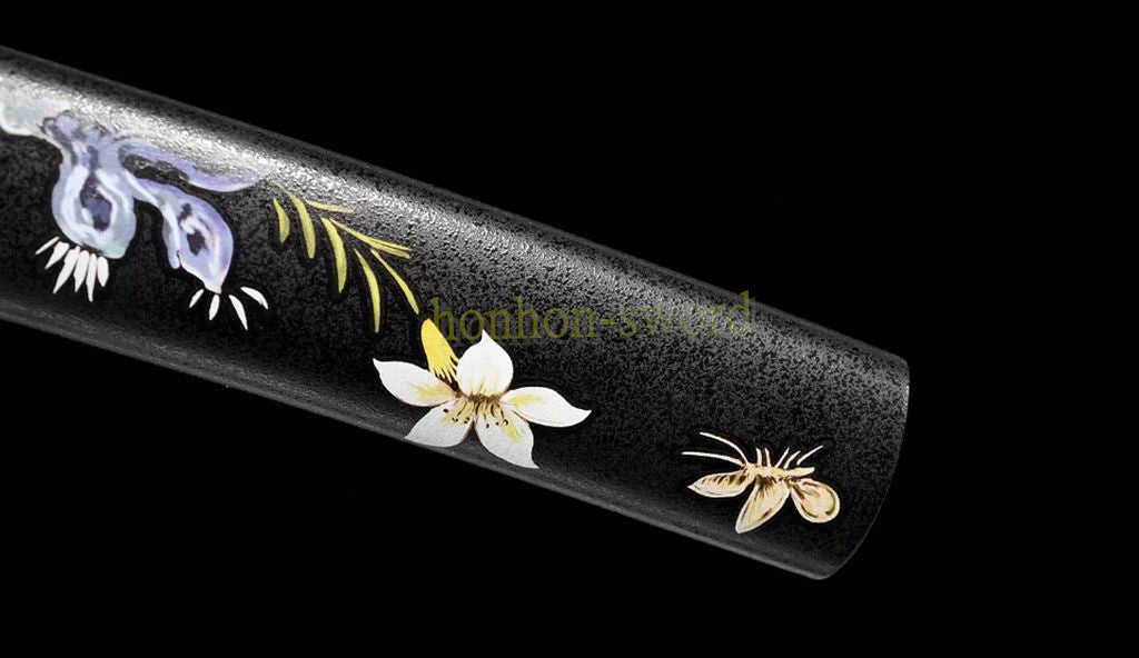 Épée de samouraï japonaise en acier plié noir, katana, lame tranchante faite à la main, noire 