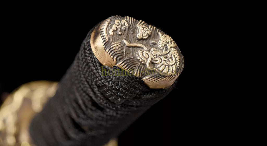 Épée de samouraï japonaise en acier plié noir, katana, lame tranchante faite à la main, noire 