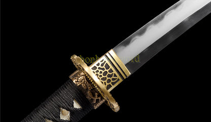 Épée de samouraï japonaise en acier plié noir, katana, lame tranchante faite à la main, noire 