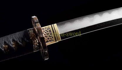 Épée de samouraï japonaise en acier plié noir, katana, lame tranchante faite à la main, noire 