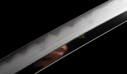 Épée de samouraï japonaise en acier plié noir, katana, lame tranchante faite à la main, noire 