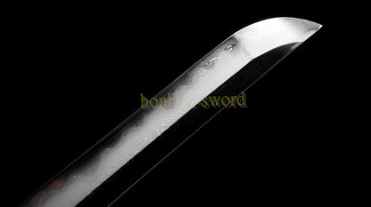 Épée de samouraï japonaise en acier plié noir, katana, lame tranchante faite à la main, noire 