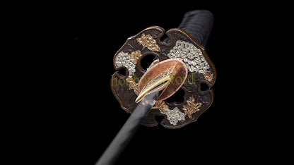 Épée de samouraï japonaise en acier plié noir, katana, lame tranchante faite à la main, noire 