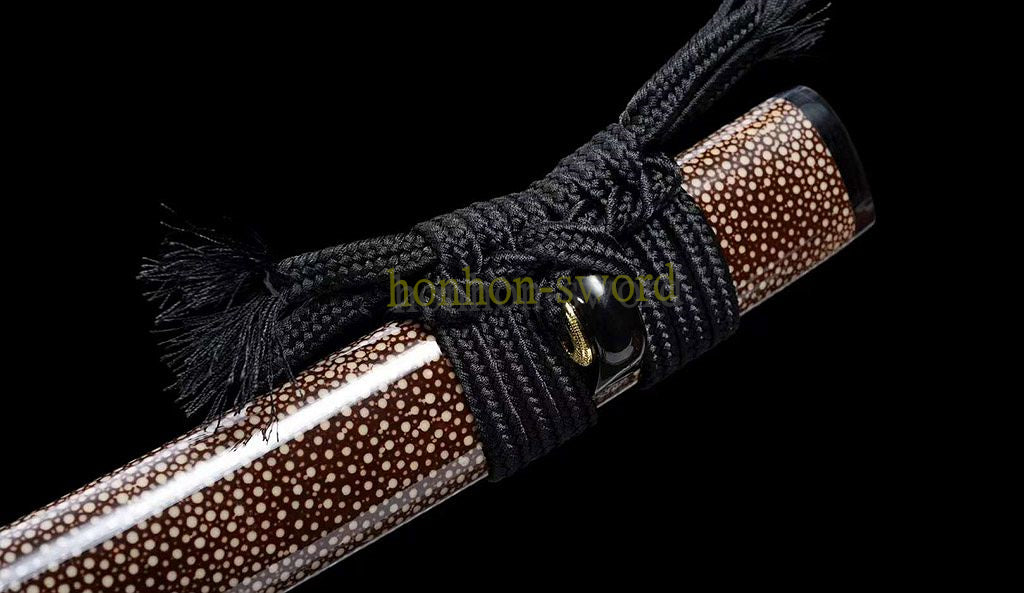 Épée de samouraï japonaise en acier plié noir, katana, lame tranchante faite à la main, noire 