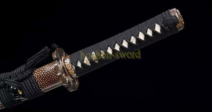 Épée de samouraï japonaise en acier plié noir, katana, lame tranchante faite à la main, noire 