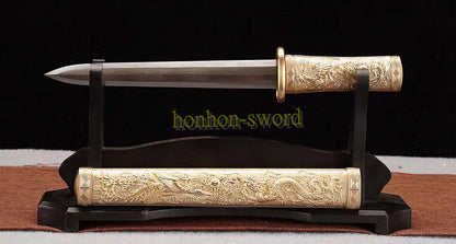 Japanisches Samurai-Schwert Katana aus schwarzem gefaltetem Stahl, Full Tang, handgefertigt, scharfe Klinge, schwarz 