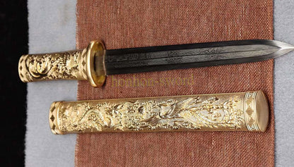 Japanisches Samurai-Schwert Katana aus schwarzem gefaltetem Stahl, Full Tang, handgefertigt, scharfe Klinge, schwarz 