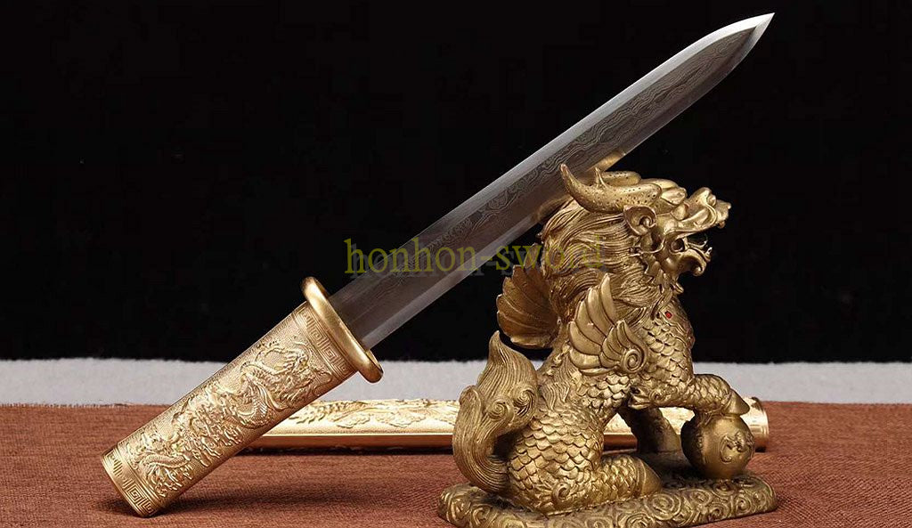 Japanisches Samurai-Schwert Katana aus schwarzem gefaltetem Stahl, Full Tang, handgefertigt, scharfe Klinge, schwarz 