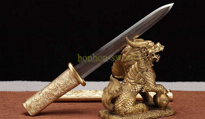 Japanisches Samurai-Schwert Katana aus schwarzem gefaltetem Stahl, Full Tang, handgefertigt, scharfe Klinge, schwarz 