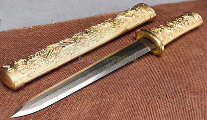 Japanisches Samurai-Schwert Katana aus schwarzem gefaltetem Stahl, Full Tang, handgefertigt, scharfe Klinge, schwarz 