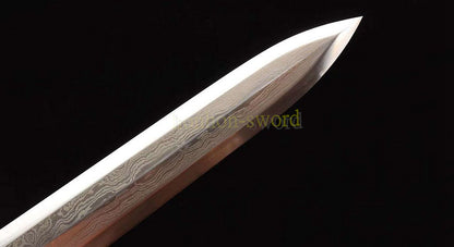 Japanisches Samurai-Schwert Katana aus schwarzem gefaltetem Stahl, Full Tang, handgefertigt, scharfe Klinge, schwarz 