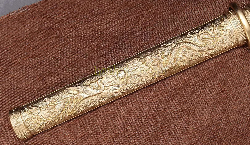 Japanisches Samurai-Schwert Katana aus schwarzem gefaltetem Stahl, Full Tang, handgefertigt, scharfe Klinge, schwarz 