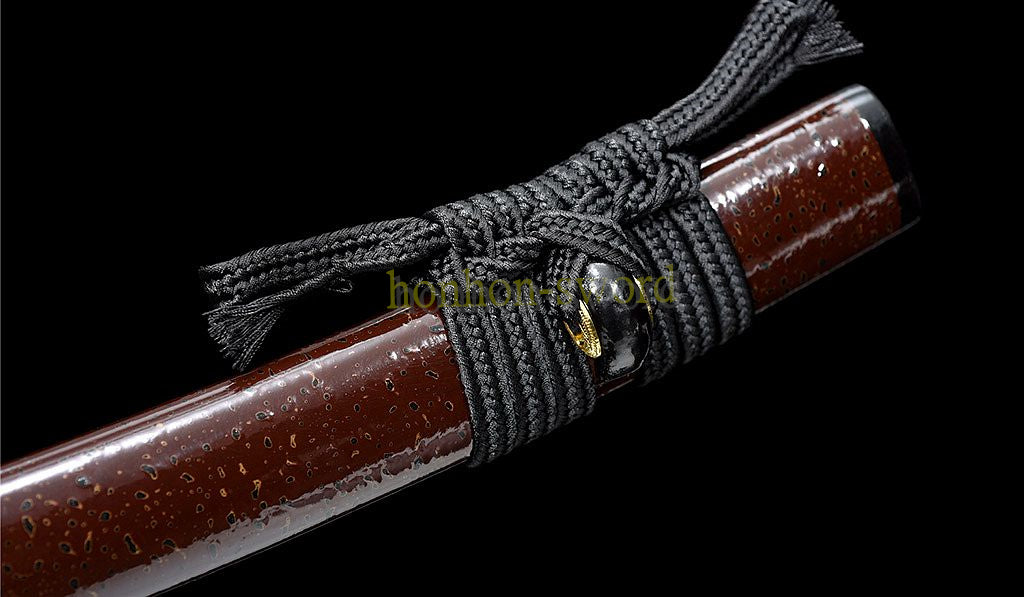 Damascus Folded Steel Clay Tempered Tanto Japanese Samurai Short Sword for Battle