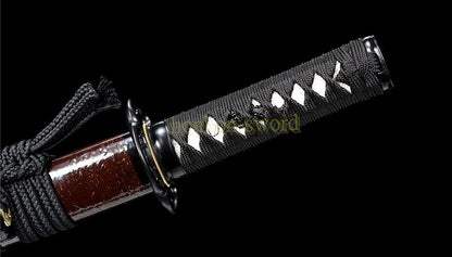 Damascus Folded Steel Clay Tempered Tanto Japanese Samurai Short Sword for Battle