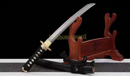 Épée de samouraï japonaise en acier plié noir, katana, lame tranchante faite à la main, noire 