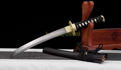 Épée de samouraï japonaise en acier plié noir, katana, lame tranchante faite à la main, noire 