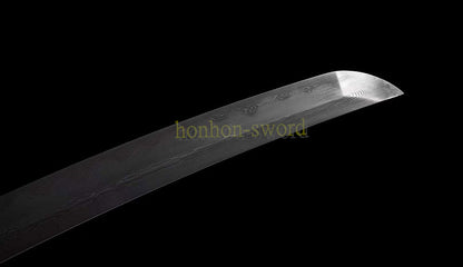 Épée de samouraï japonaise en acier plié noir, katana, lame tranchante faite à la main, noire 