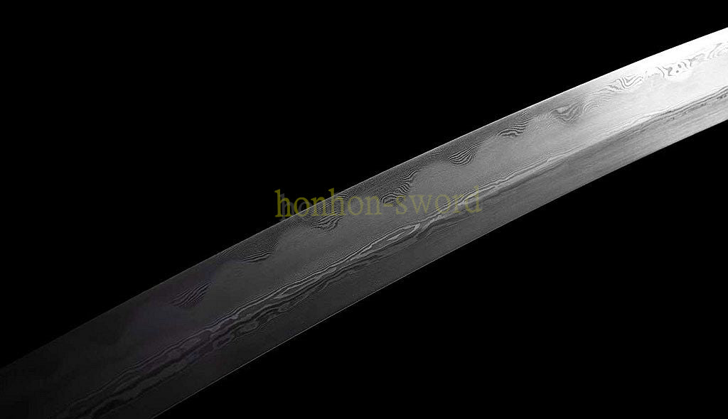 Épée de samouraï japonaise en acier plié noir, katana, lame tranchante faite à la main, noire 