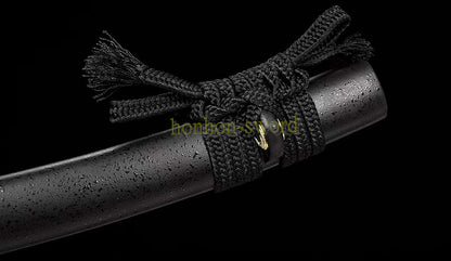 Épée de samouraï japonaise en acier plié noir, katana, lame tranchante faite à la main, noire 