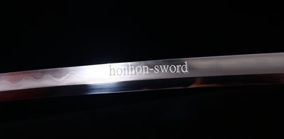 Japanisches Samurai-Schwert Katana aus schwarzem gefaltetem Stahl, Full Tang, handgefertigt, scharfe Klinge, schwarz 