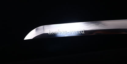 Japanisches Samurai-Schwert Katana aus schwarzem gefaltetem Stahl, Full Tang, handgefertigt, scharfe Klinge, schwarz 