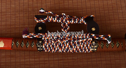 Japanisches Samurai-Schwert Katana aus schwarzem gefaltetem Stahl, Full Tang, handgefertigt, scharfe Klinge, schwarz 