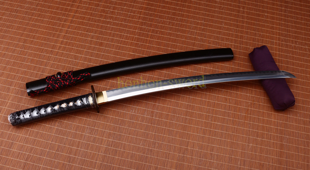 L6 Steel Clay Tempered Wakizashi Hadori Polishing Japanese Samurai Sword Black