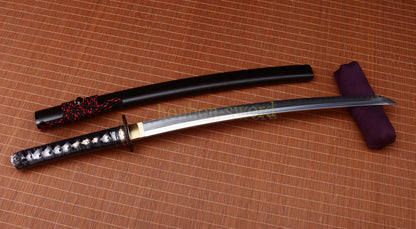 L6 Steel Clay Tempered Wakizashi Hadori Polishing Japanese Samurai Sword Black