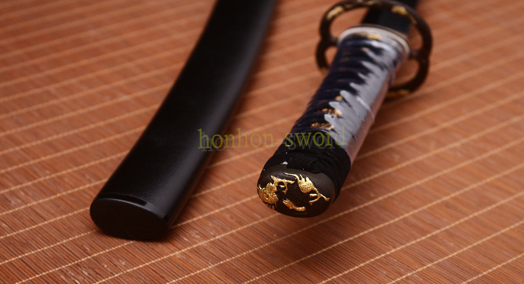 L6 Steel Clay Tempered Wakizashi Hadori Polishing Japanese Samurai Sword Black