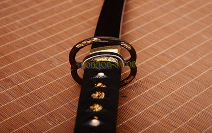 L6 Steel Clay Tempered Wakizashi Hadori Polishing Japanese Samurai Sword Black