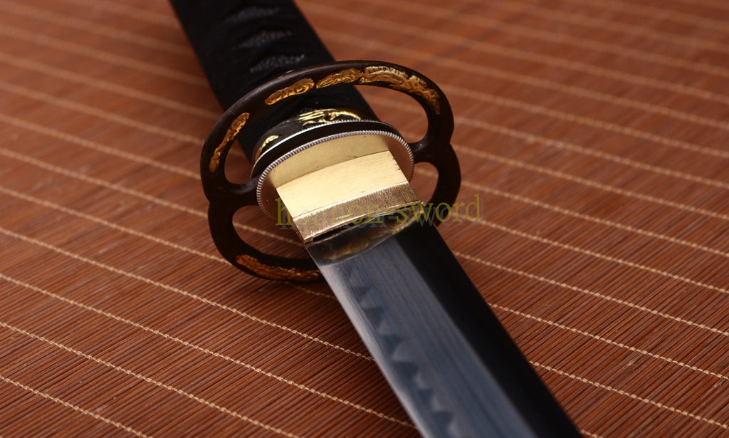 L6 Steel Clay Tempered Wakizashi Hadori Polishing Japanese Samurai Sword Black