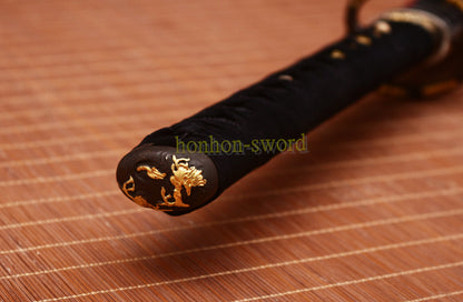 L6 Steel Clay Tempered Wakizashi Hadori Polishing Japanese Samurai Sword Black