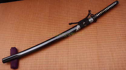 L6 Steel Clay Tempered Katana Hadori Polishing Suguha Hamon Japanese Samurai Sword Black