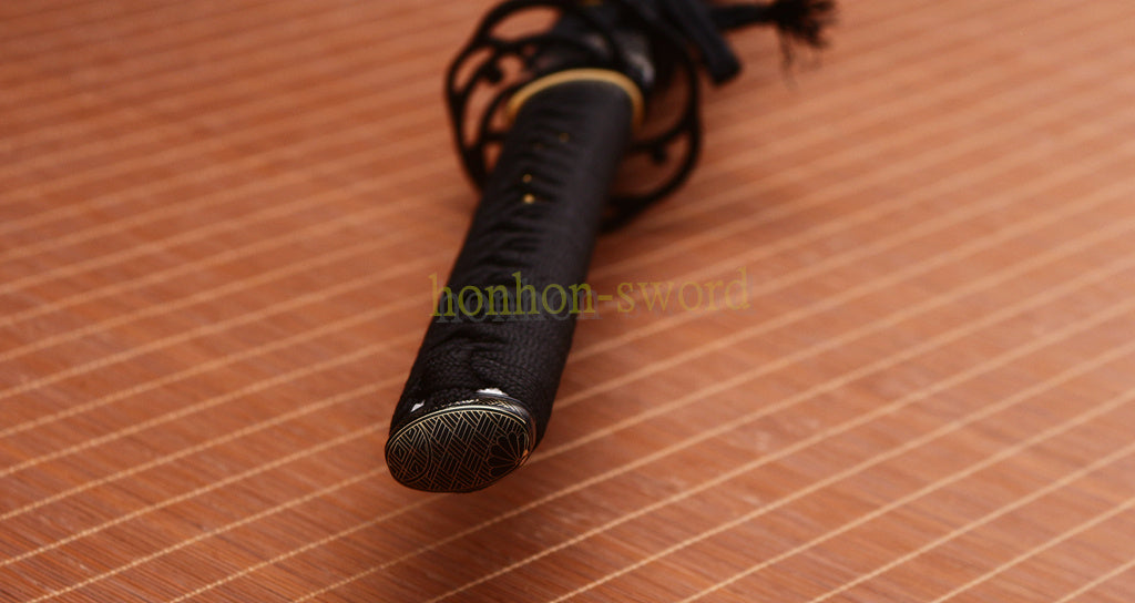L6 Steel Clay Tempered Katana Hadori Polishing Suguha Hamon Japanese Samurai Sword Black