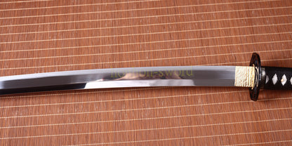 L6 Steel Clay Tempered Katana Hadori Polishing Suguha Hamon Japanese Samurai Sword Black