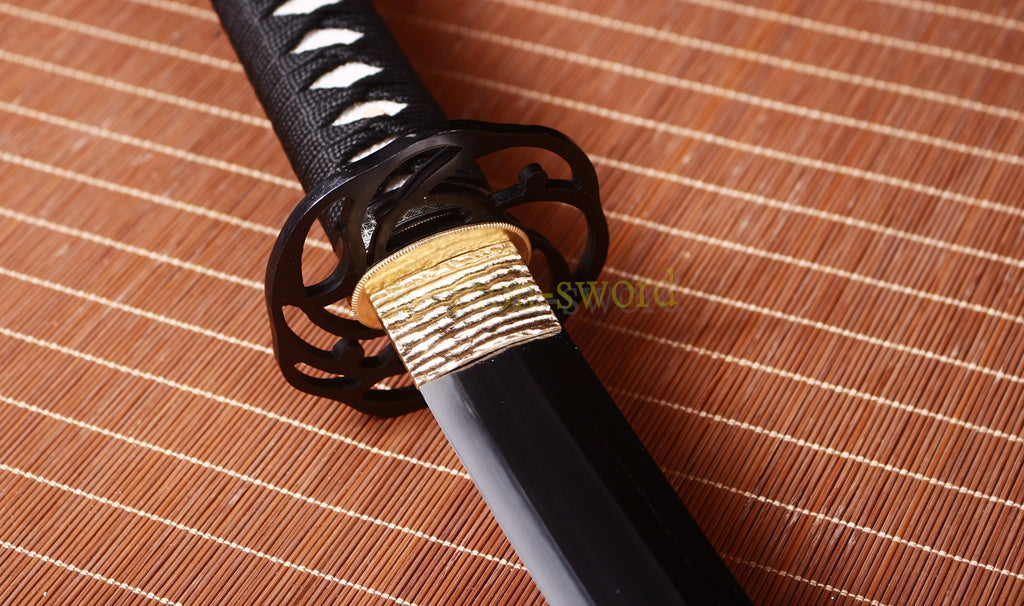 L6 Steel Clay Tempered Katana Hadori Polishing Suguha Hamon Japanese Samurai Sword Black