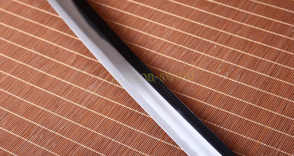 L6 Steel Clay Tempered Katana Hadori Polishing Suguha Hamon Japanese Samurai Sword Black
