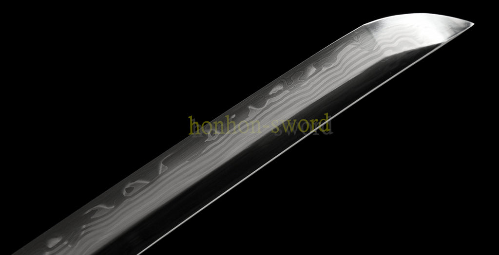 Épée de samouraï japonaise en acier plié noir, katana, lame tranchante faite à la main, noire 