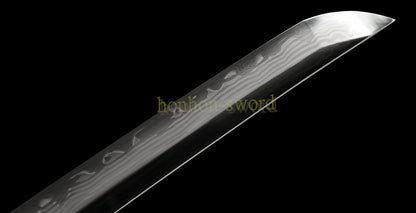 Épée de samouraï japonaise en acier plié noir, katana, lame tranchante faite à la main, noire 