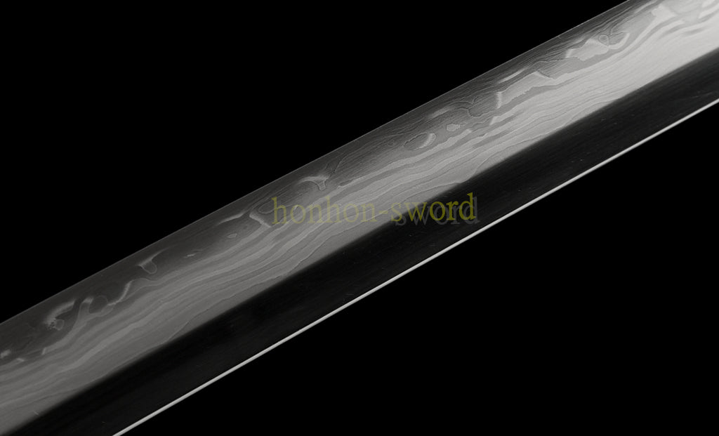 Épée de samouraï japonaise en acier plié noir, katana, lame tranchante faite à la main, noire 